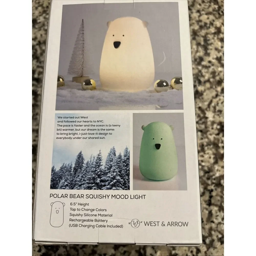 West & Arrow color-changing LED Polar Bear‎ Squishy Mood Light Night Light NIB